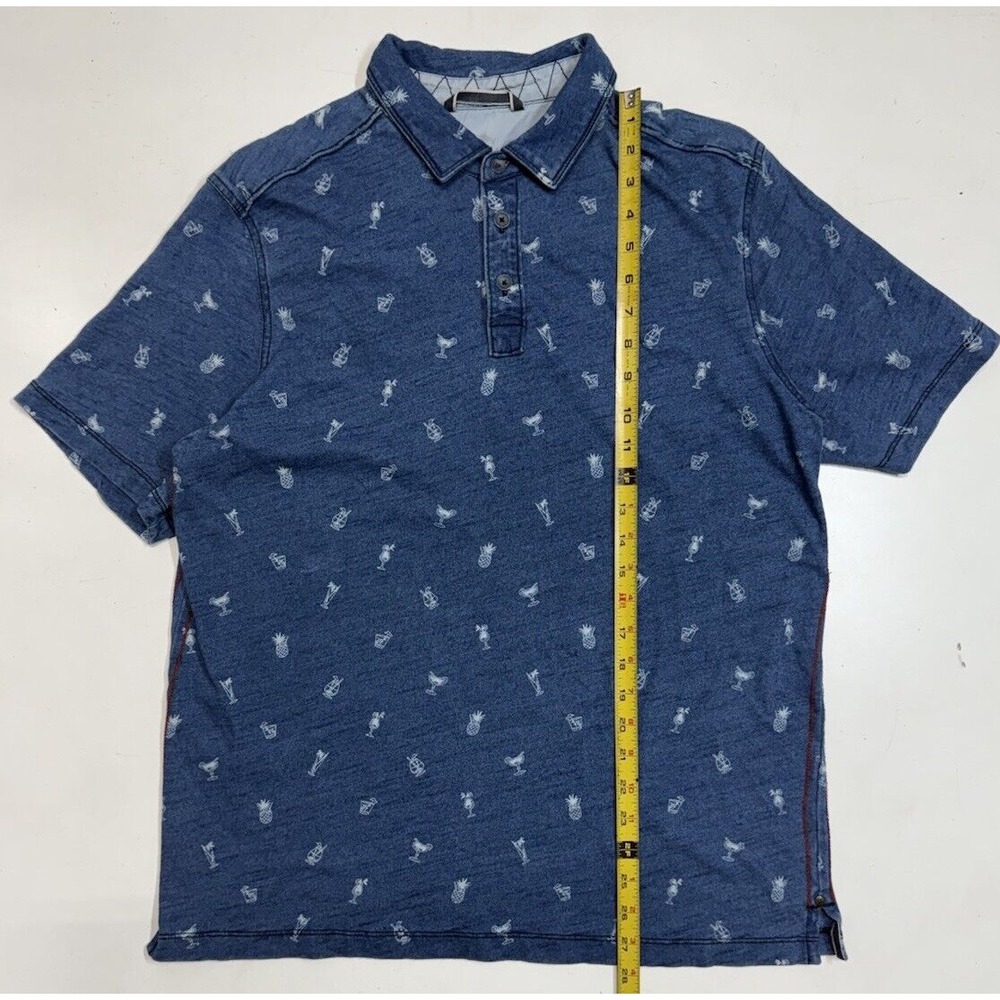Tommy Bahama Shirt Mens Large Blue‎ Cocktail Pineapple Aloha Casual Polo Men